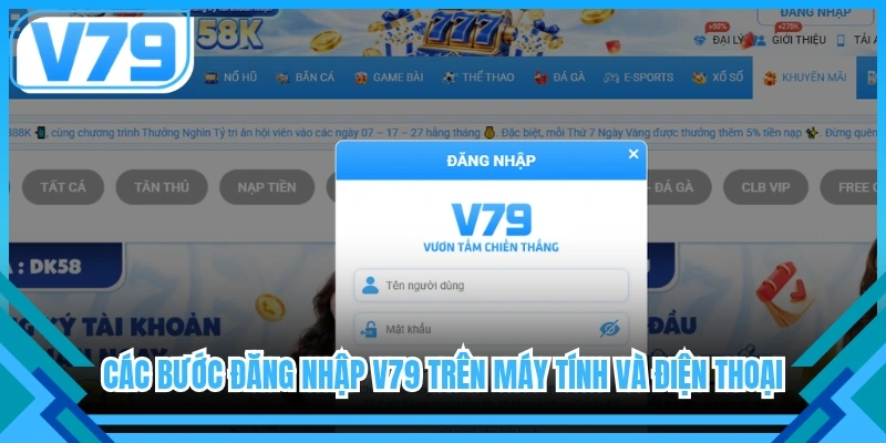 Các bước đăng nhập V79 trên máy tính và điện thoại