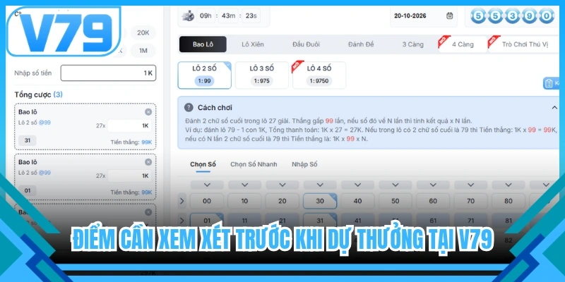 Điểm cần xem xét trước khi dự thưởng tại V79