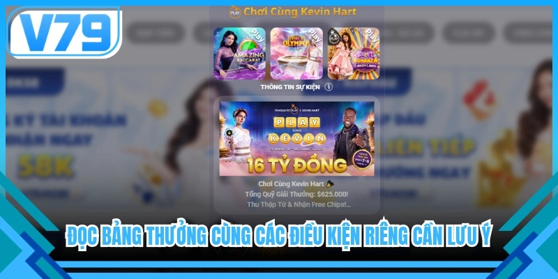 Đọc bảng thưởng cùng các điều kiện riêng cần lưu ý