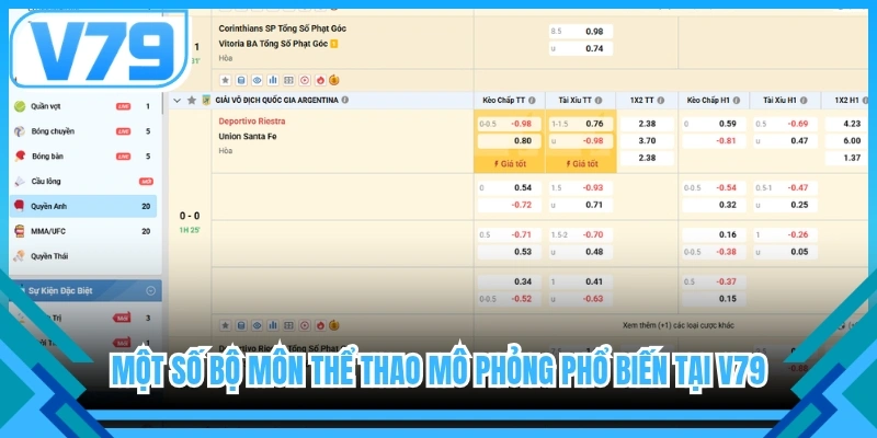 Một số bộ môn thể thao mô phỏng phổ biến tại V79