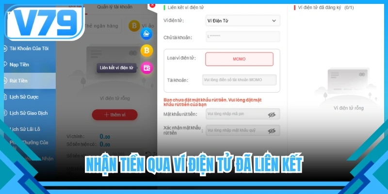 Nhận tiền qua ví điện tử đã liên kết