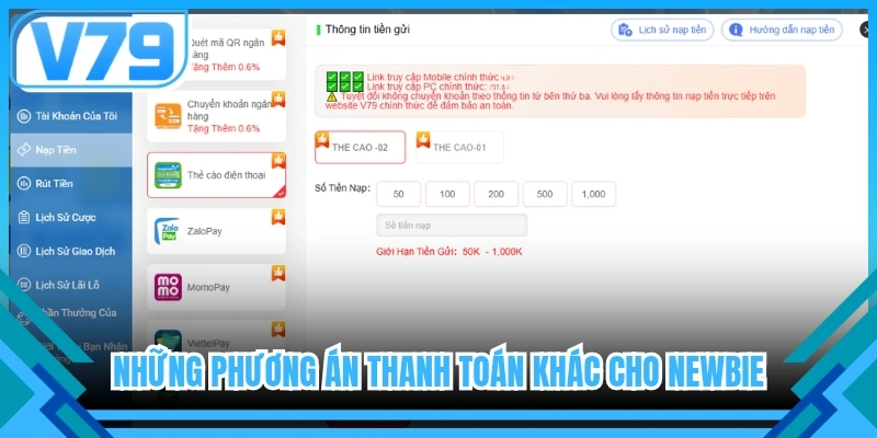 Những phương án thanh toán khác cho newbie