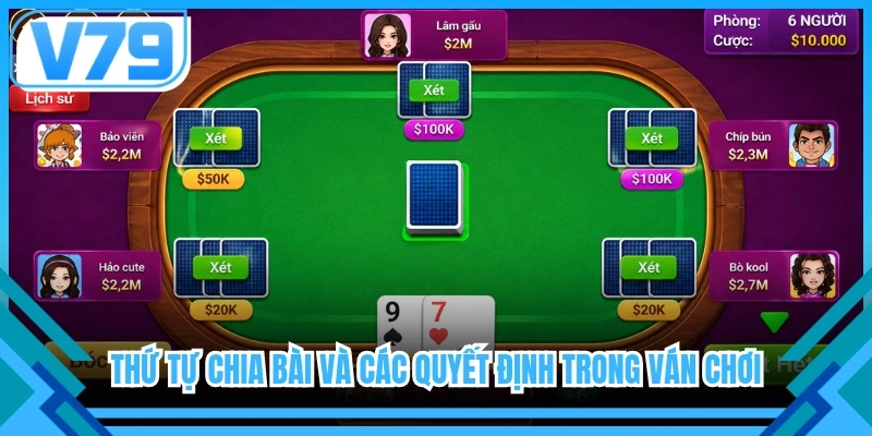 Thứ tự chia bài và các quyết định trong ván chơi