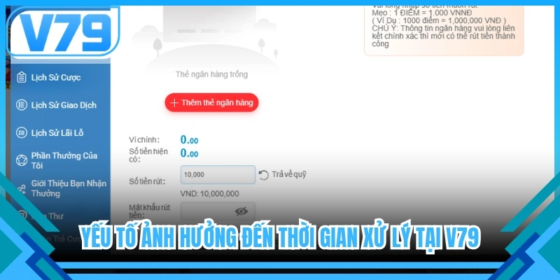 Yếu tố ảnh hưởng đến thời gian xử lý tại V79